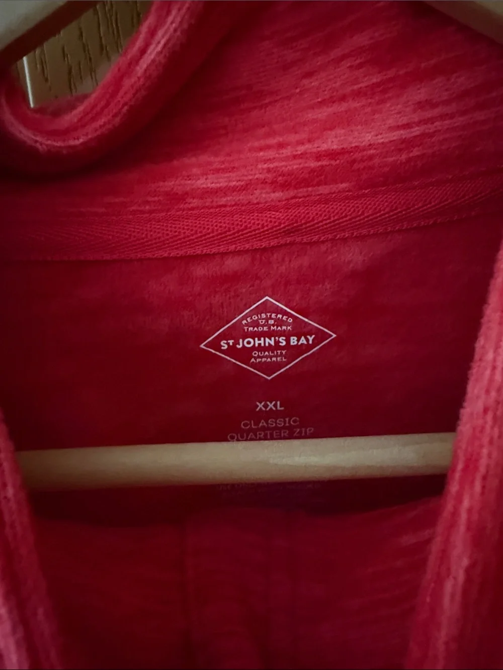 Men's St. John’s Bay Red Heather Quarter-Zip Pullover Sweater